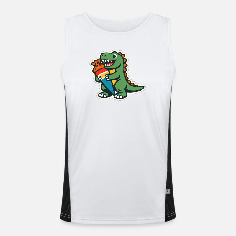 Schulkind Dino Einschulung Geschenk Funktionelles Kontrast-Tank Top für Männer 