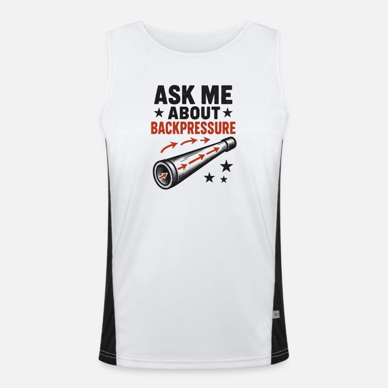 Frag mich nach Backpressure | Didgeridoo Technik Funktionelles Kontrast-Tank Top für Männer 