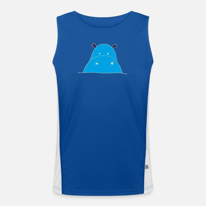 Blauer Hippo nilpferd Funktionelles Kontrast-Tank Top für Männer 