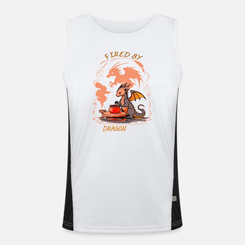 Dragon Forge - Fired by Magic Pottery Art Men's Functional Contrast Tank Top 