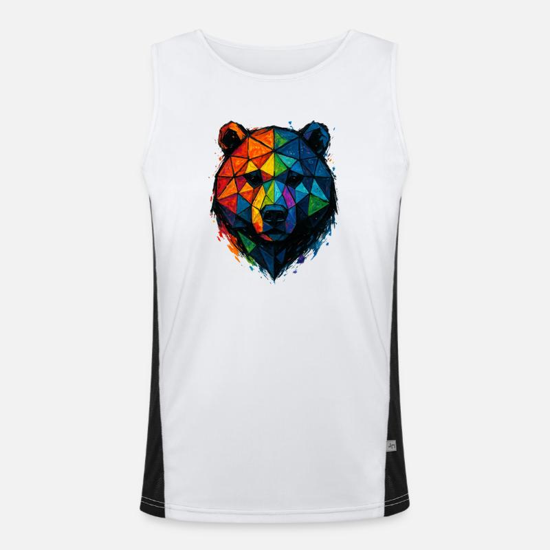 Bunte Pop-Art-Low-Poly-Bär Funktionelles Kontrast-Tank Top für Männer 