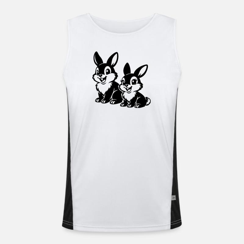 Sketched Rabbit Duets Men's Functional Contrast Tank Top 