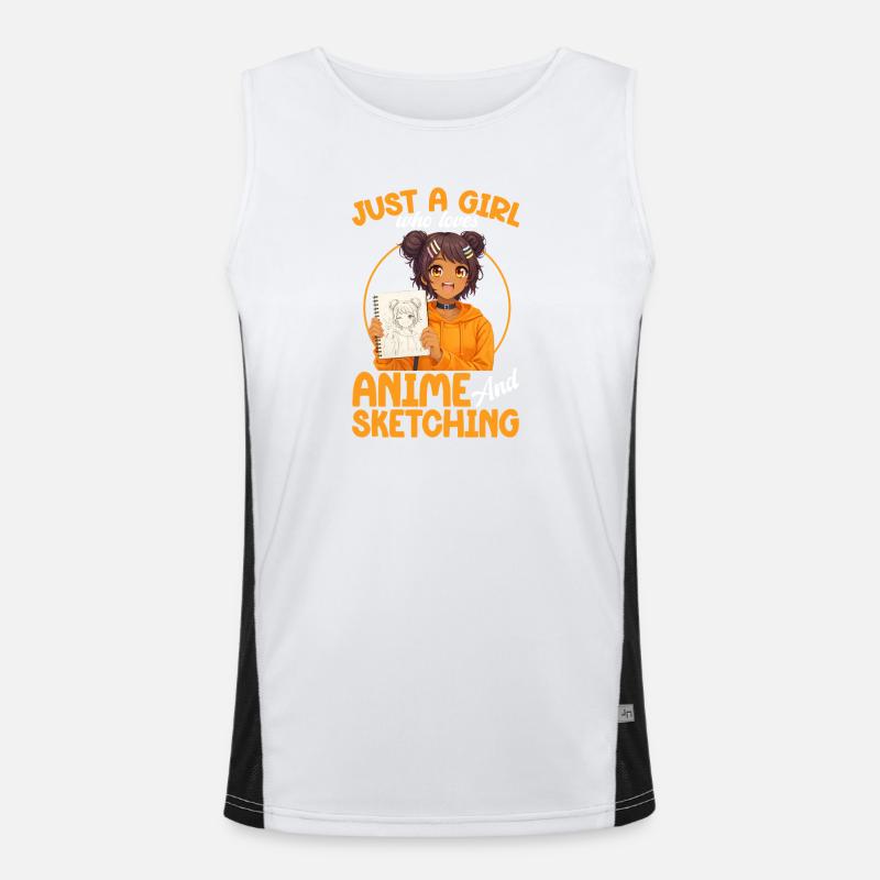 Nur Ein Mädchen, Das Anime Liebt Und Afro Zeichnet Funktionelles Kontrast-Tank Top für Männer 