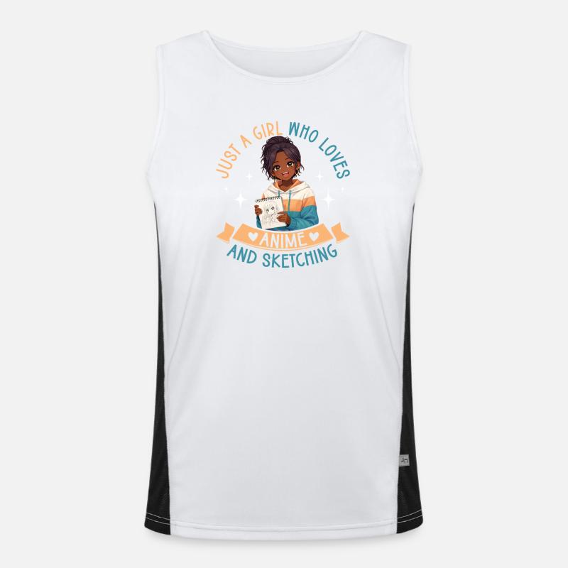 Nur Ein Mädchen, Das Anime Liebt Und Afro Zeichnet Funktionelles Kontrast-Tank Top für Männer 