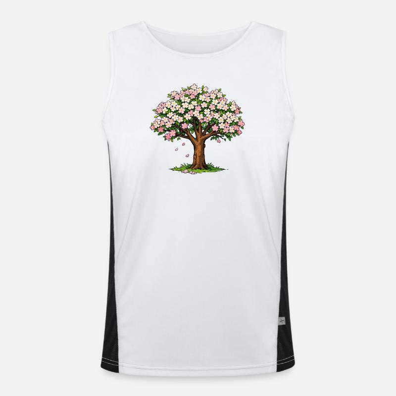 Arbre fleuri aux fleurs roses et blanches Débardeur respirant contrasté Homme 