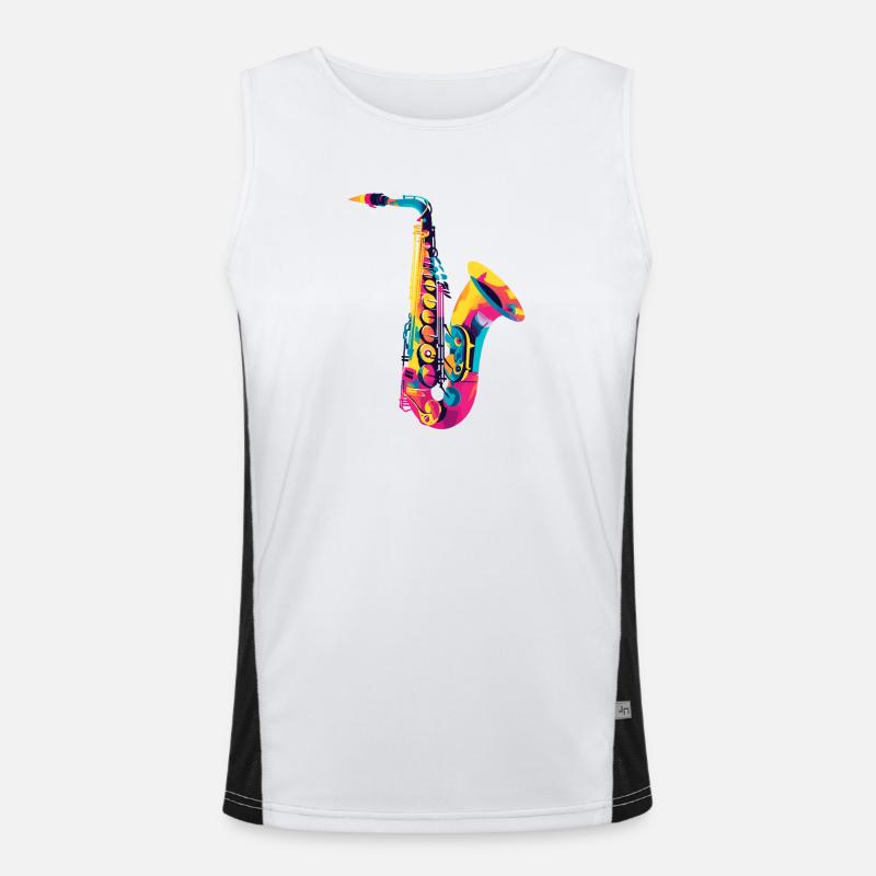 Lysende saxofonfarveeksplosion Funktionel kontrast tanktop til herrer 