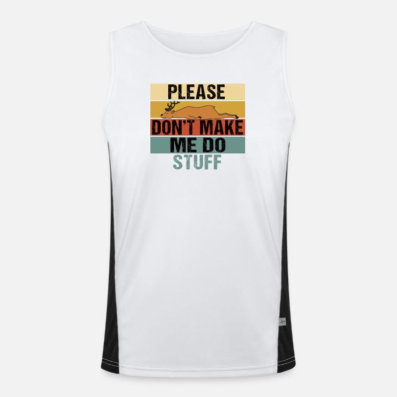 Lazy Sleeping Deer Please Don't Make Me Do Stuff Men's Functional Contrast Tank Top 