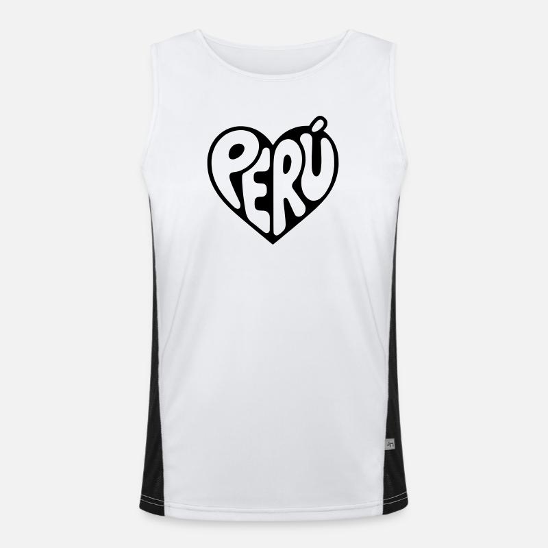Peru Heart Typography - Men's Functional Contrast Tank Top  - white/black