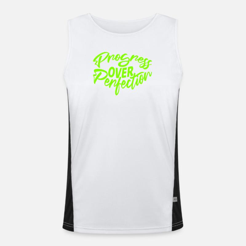Progress Over Perfection Saying Motivation Mindset - Men's Functional Contrast Tank Top - white/black