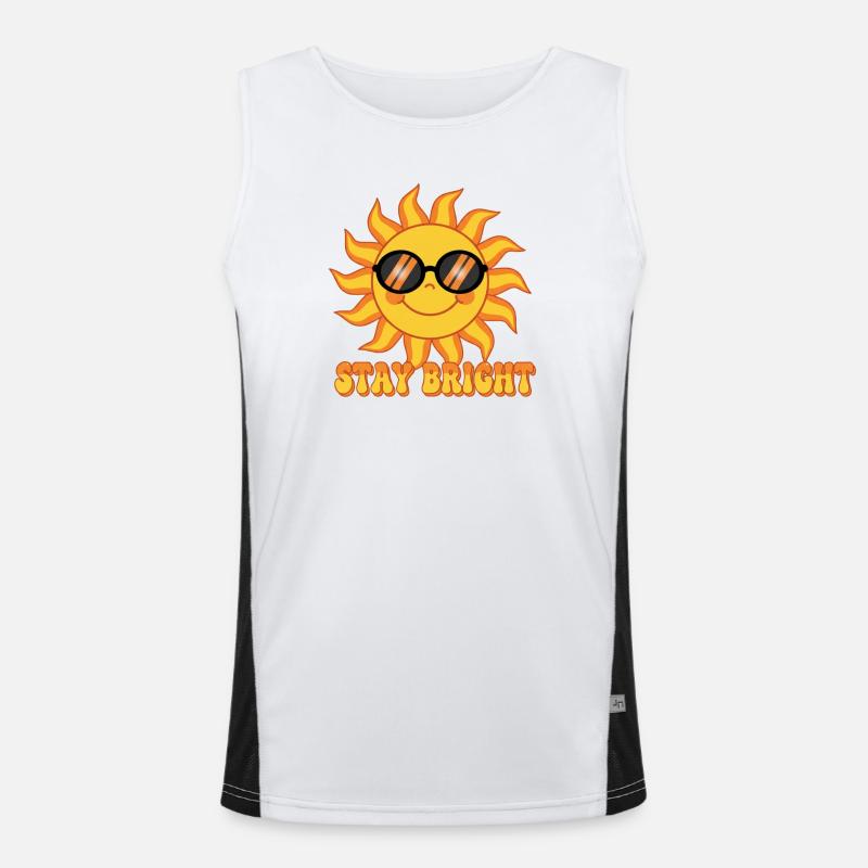Bleib Bright Retro Groovy Smiling Sun Design Funktionelles Kontrast-Tank Top für Männer 