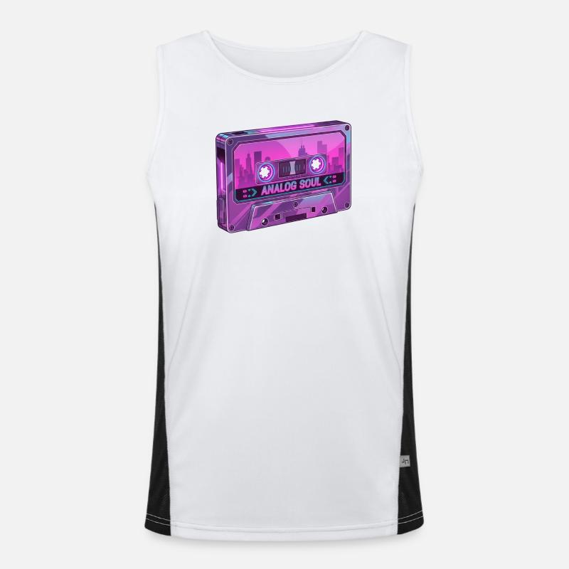 Retro Analog Soul Chrome Kassette Synthwave Funktionelles Kontrast-Tank Top für Männer 