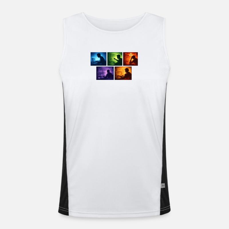 Neon-Coding: Bildschirmwelten Funktionelles Kontrast-Tank Top für Männer 
