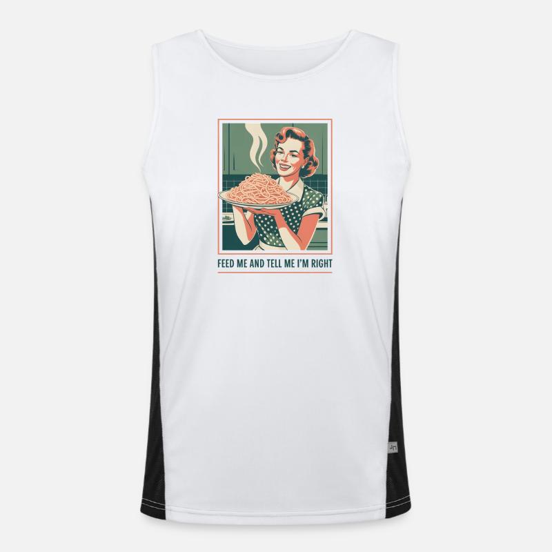 Feed me, I'm right | Pasta Humor Men's Functional Contrast Tank Top 