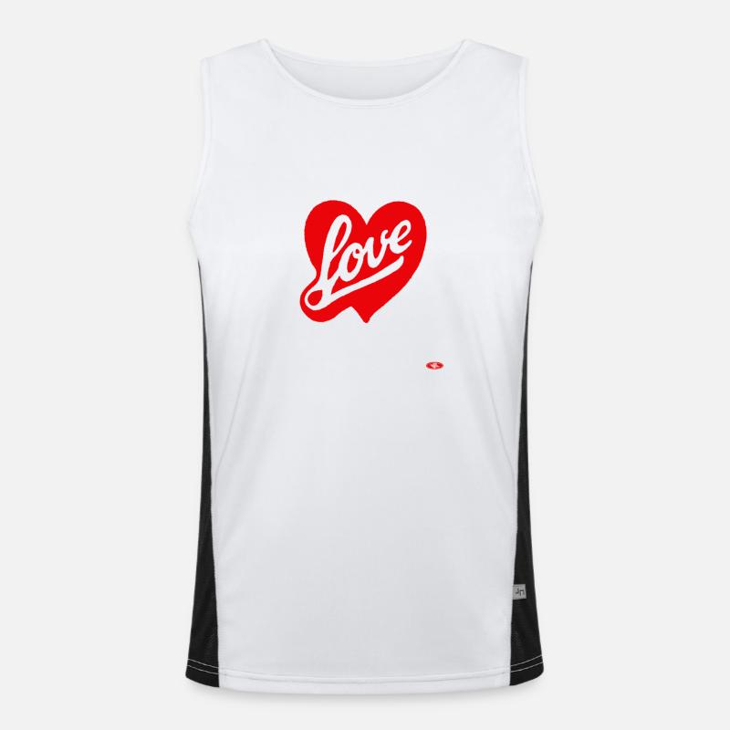 Rotes Liebesherz Script-Design Funktionelles Kontrast-Tank Top für Männer 