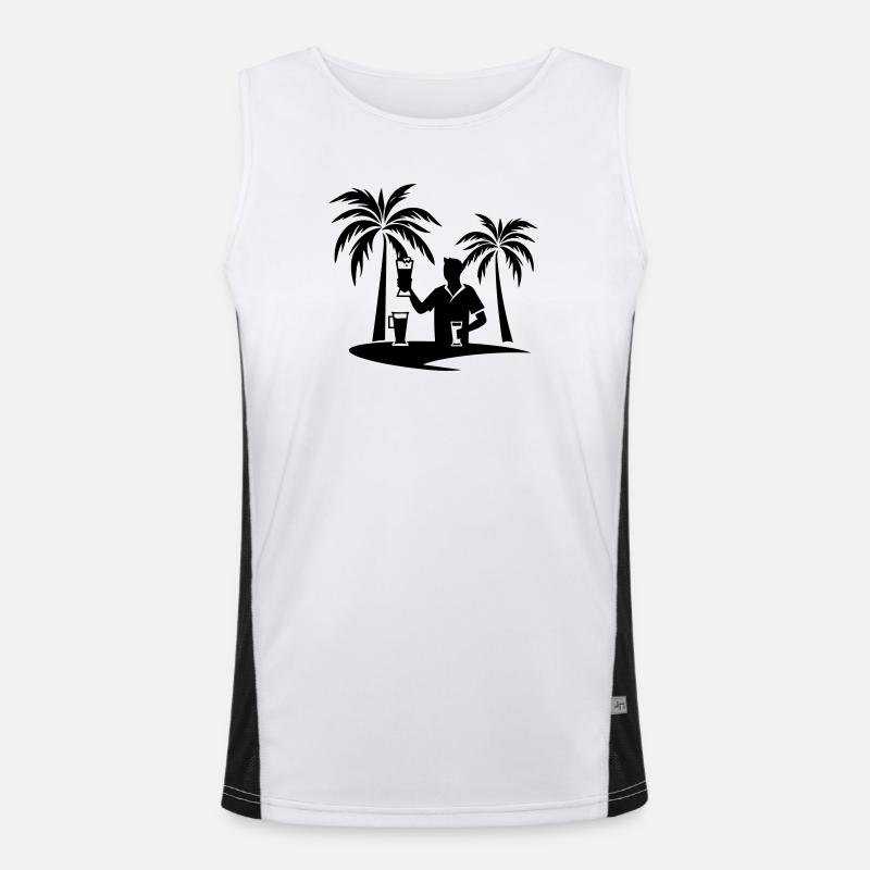 Holiday Palm Trees Beach Silhouette - Men's Functional Contrast Tank Top  - white/black