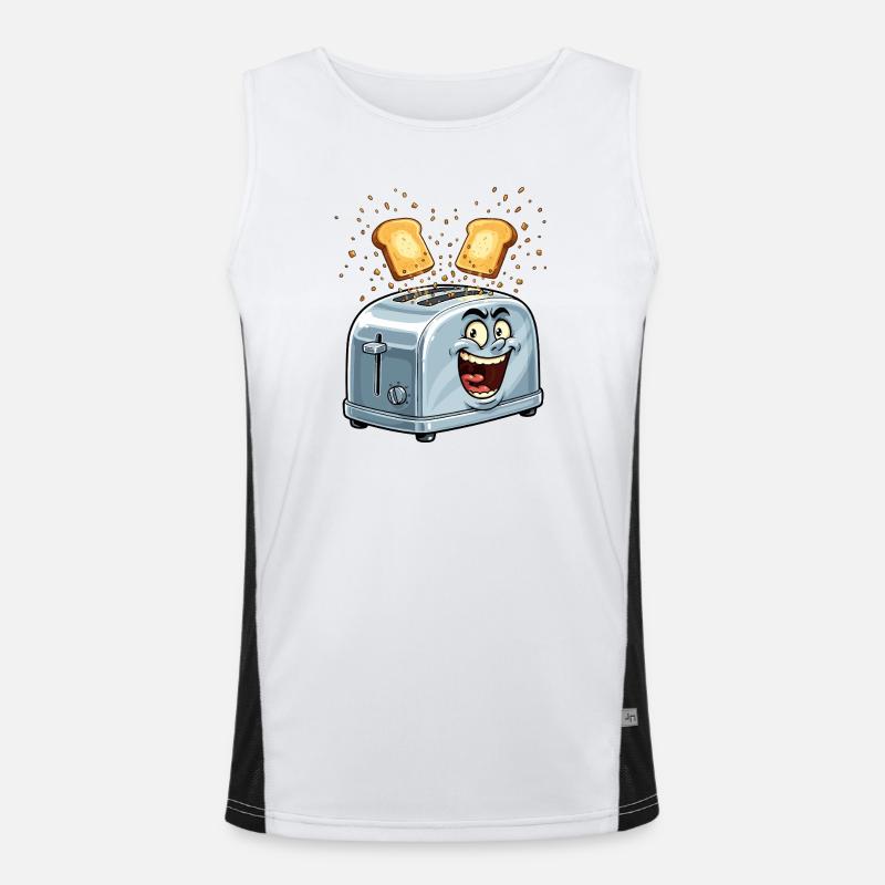 Cheerful toaster with jumping toast Men's Functional Contrast Tank Top 