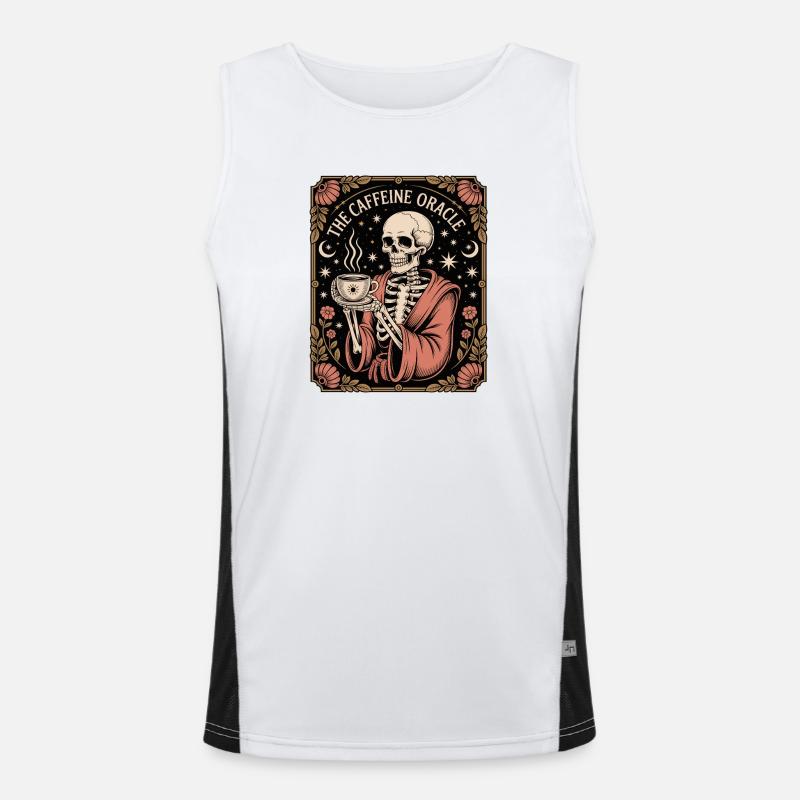 The Caffeine Oracle Skeleton Oracle Coffee Men's Functional Contrast Tank Top 
