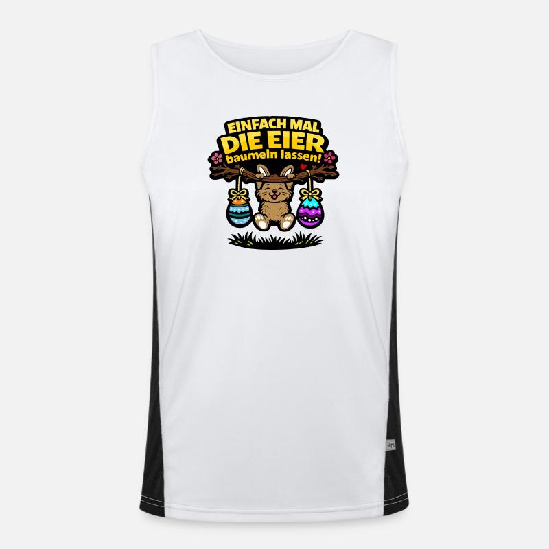 Einfach mal die Eier baumeln lassen Hase Ostern Funktionelles Kontrast-Tank Top für Männer 