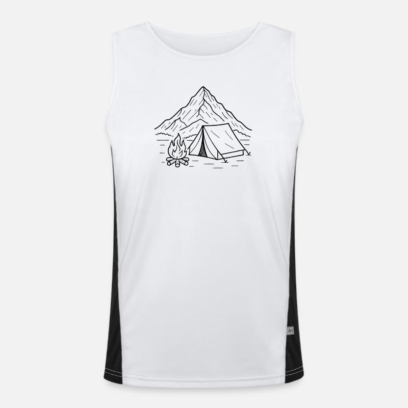 Mountain camping night silhouette Men's Functional Contrast Tank Top 