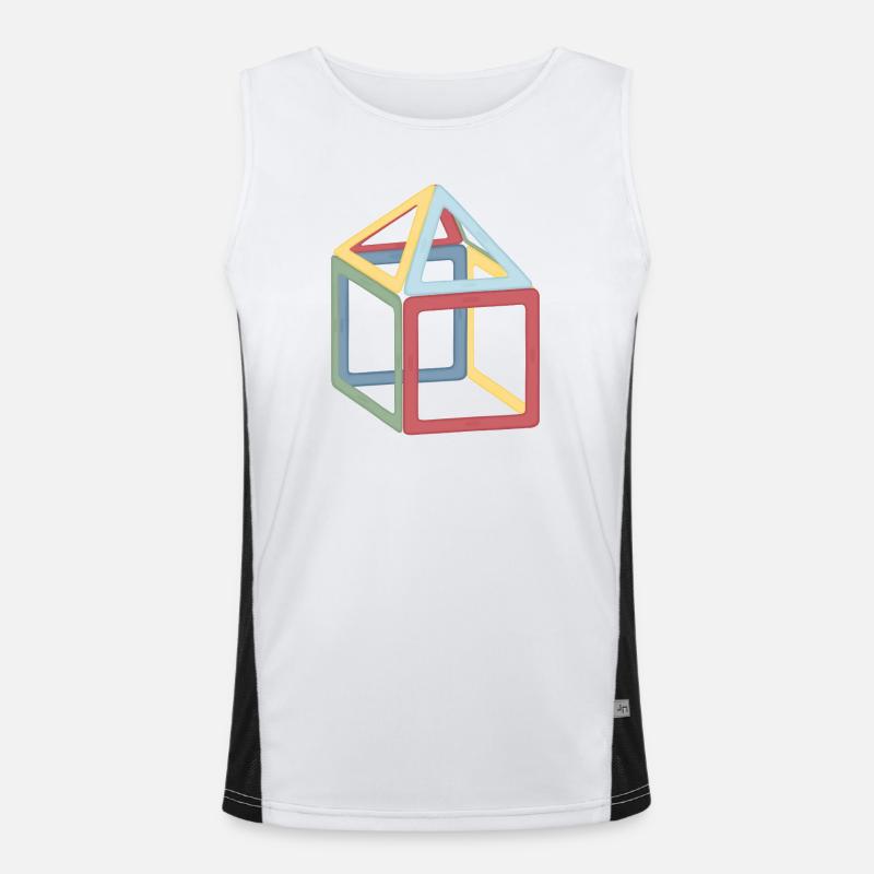 Colorful Cube Block Composition Men's Functional Contrast Tank Top 