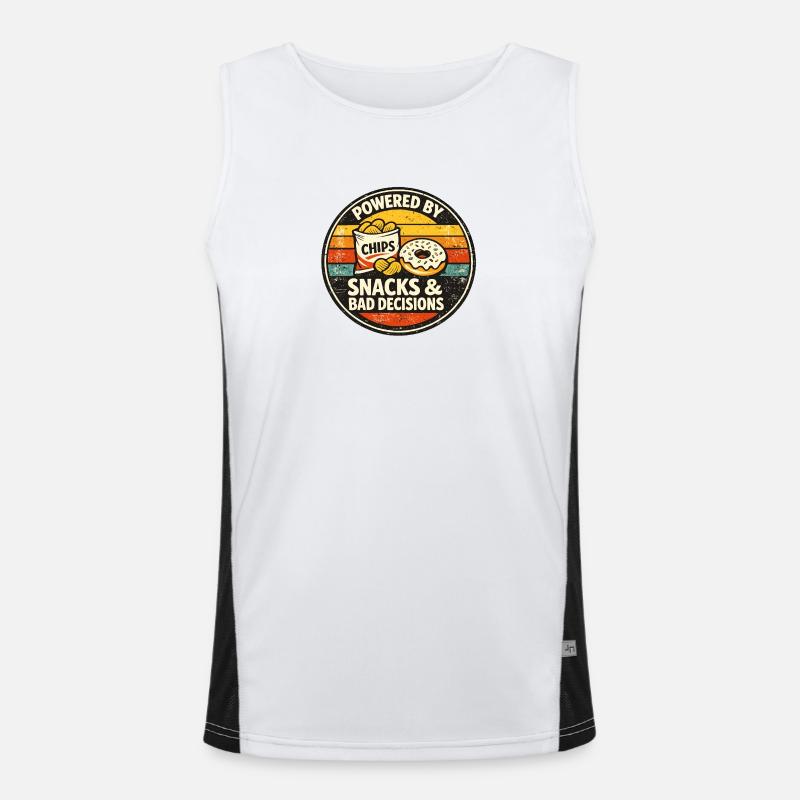 Powered by Chips – Snacks & Bad Decisions Funktionelles Kontrast-Tank Top für Männer 