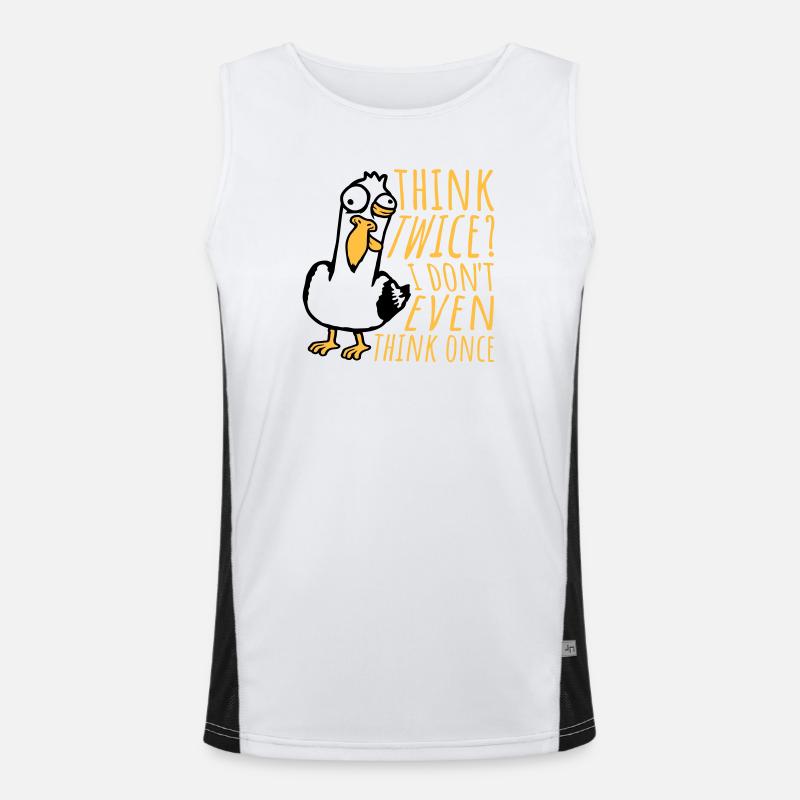 Möwe Verrückt Think Twice? I Don't Even Think Once Funktionelles Kontrast-Tank Top für Männer 
