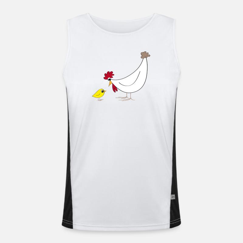 Chicken Fans - - Rooster - Crazy Chicken Men's Functional Contrast Tank Top 