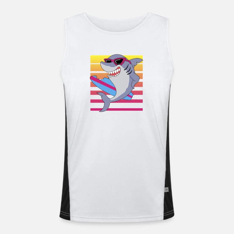 Requin surfeur rétro avec lunettes de soleil graphique Débardeur respirant contrasté Homme 