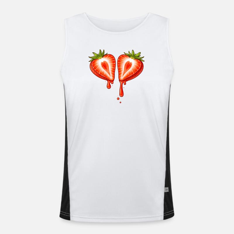 Geteilte Erdbeere mit Herzform  Funktionelles Kontrast-Tank Top für Männer 