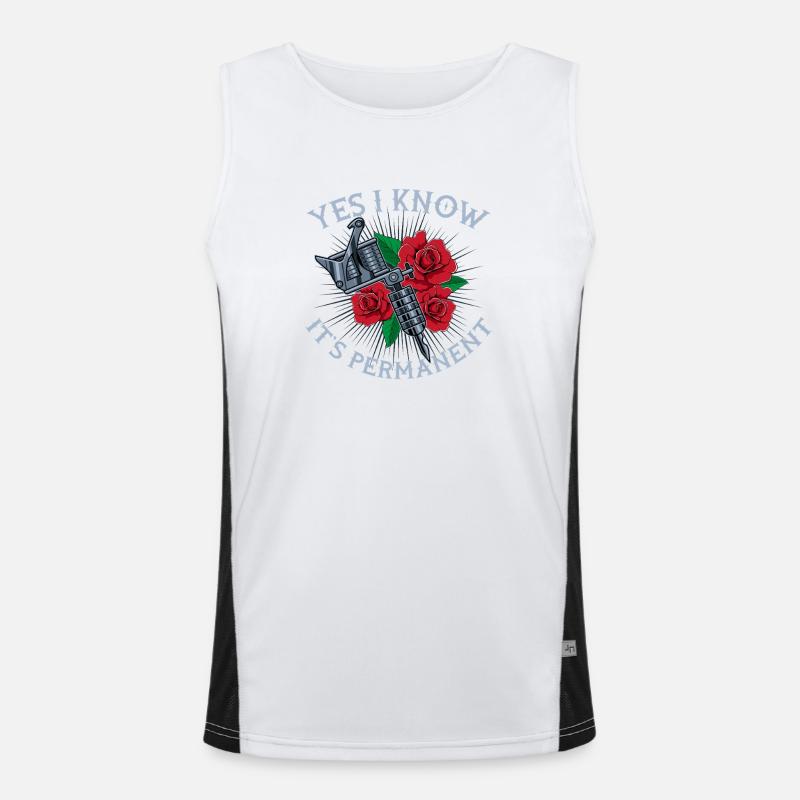 Yes I Know It’s Permanent Tattoo Rose Design Funktionelles Kontrast-Tank Top für Männer 