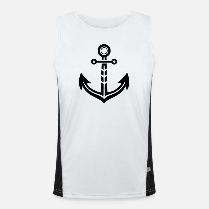 Moderner Anker Grafik – Maritimer Style Nordsee Funktionelles Kontrast-Tank Top für Männer 