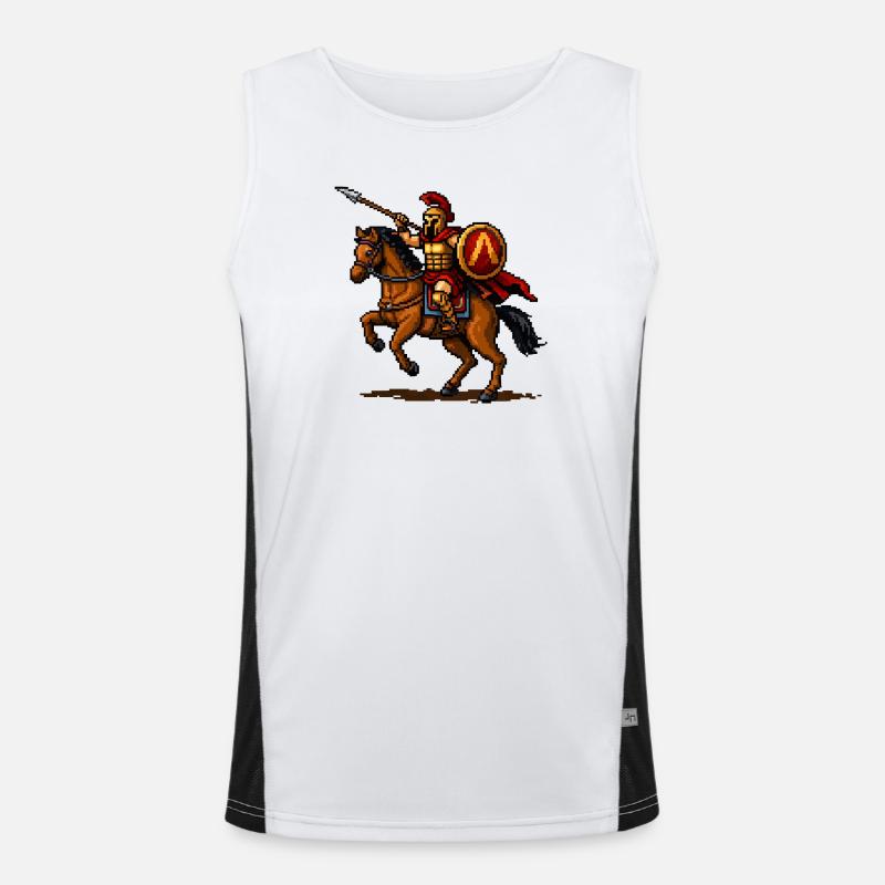 Pixelritter auf Pferd Funktionelles Kontrast-Tank Top für Männer 