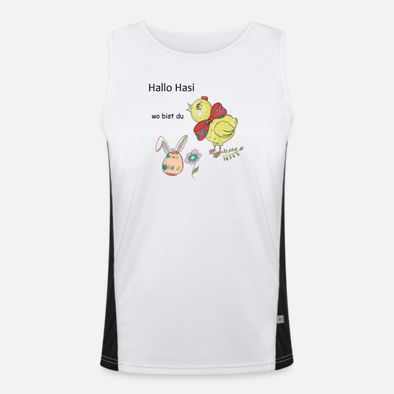 Easter chicken with bow Men's Functional Contrast Tank Top 