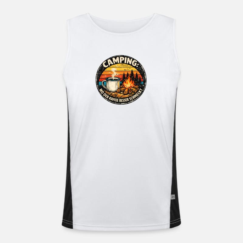 Camping coffee tastes better Men's Functional Contrast Tank Top 