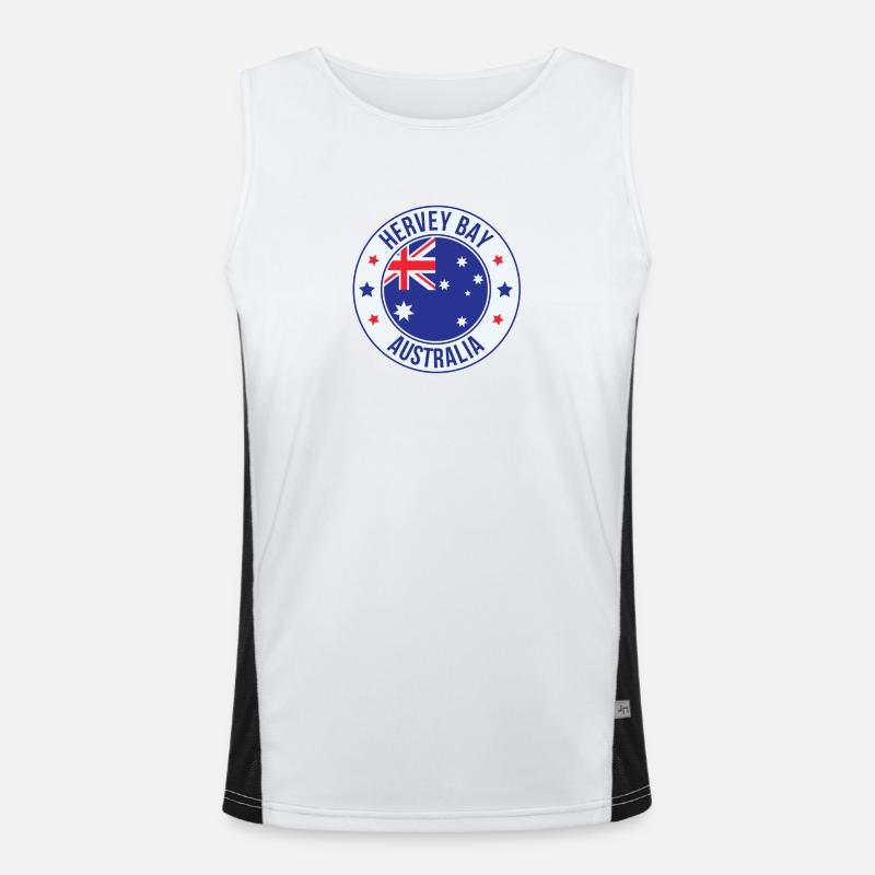 Hervey Bay Australia Emblem Men's Functional Contrast Tank Top 