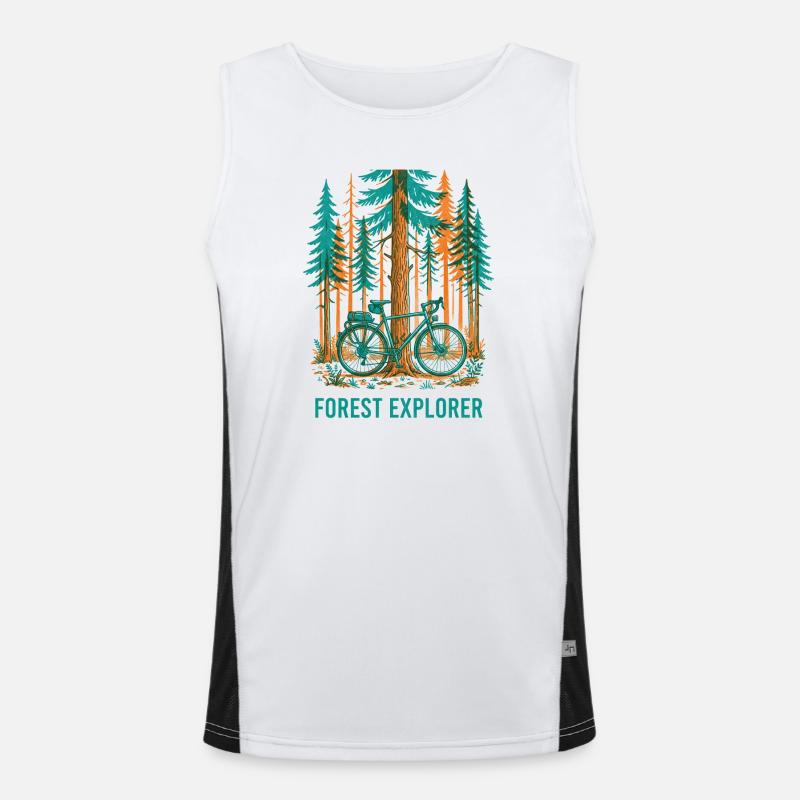 Forest Explorer Risograph Fahrradkunst Funktionelles Kontrast-Tank Top für Männer 