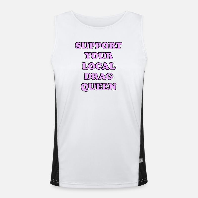 Support Local Drag Queen - Men's Functional Contrast Tank Top - white/black