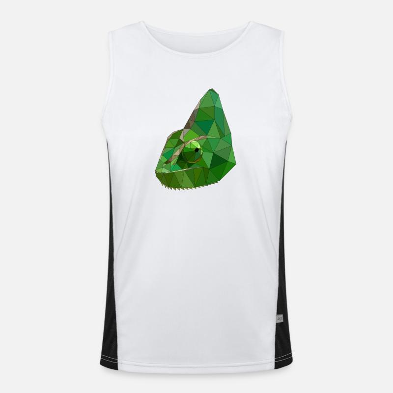 Low Poly Chameleon Geometric Art Funktionelles Kontrast-Tank Top für Männer 