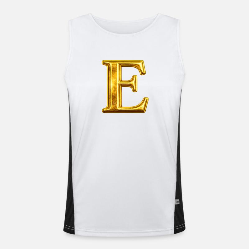 Golden E Monogram Design - Funktionel kontrast tanktop til herrer  - hvid/sort