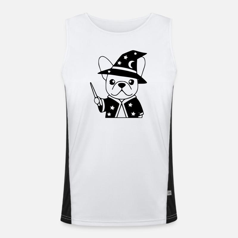 Frenchie Wizard Magic Outline - Men's Functional Contrast Tank Top  - white/black