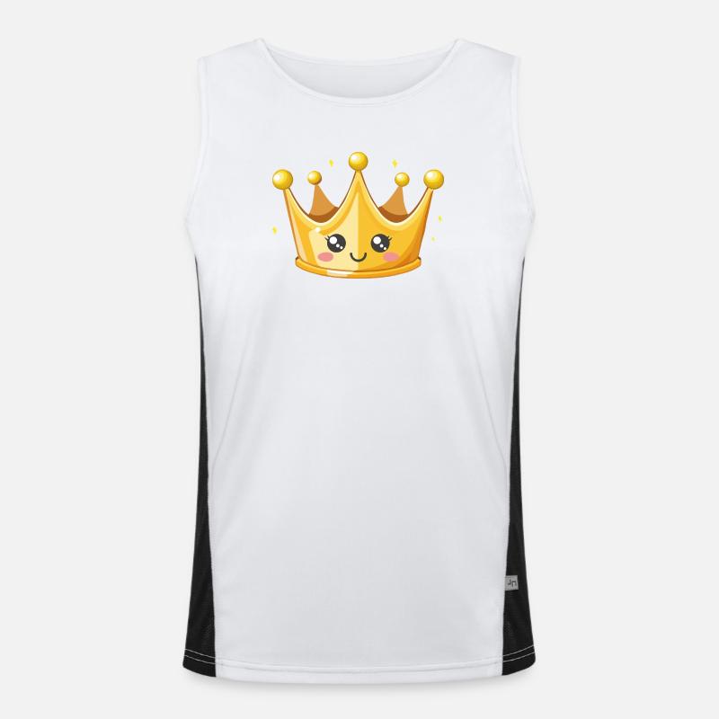Kawaii Golden Crown Illustration Men's Functional Contrast Tank Top 