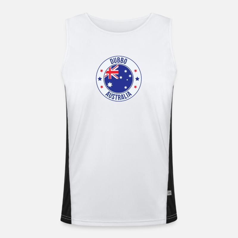 Emblème circulaire du drapeau de Dubbo Australie Débardeur respirant contrasté Homme 