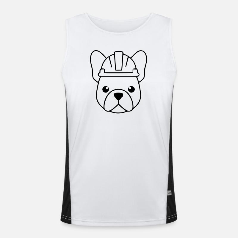 Frenchie Construction Worker Helmet Outline - Men's Functional Contrast Tank Top  - white/black