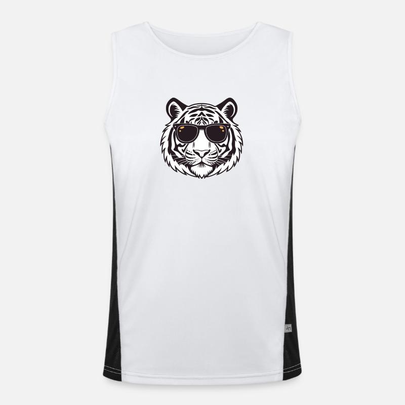 Tiger chic black glasses Men's Functional Contrast Tank Top 