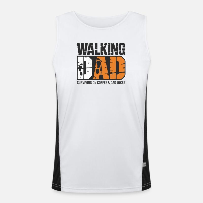 Dad on the Move: Coffee & Jokes Funktionelles Kontrast-Tank Top für Männer 