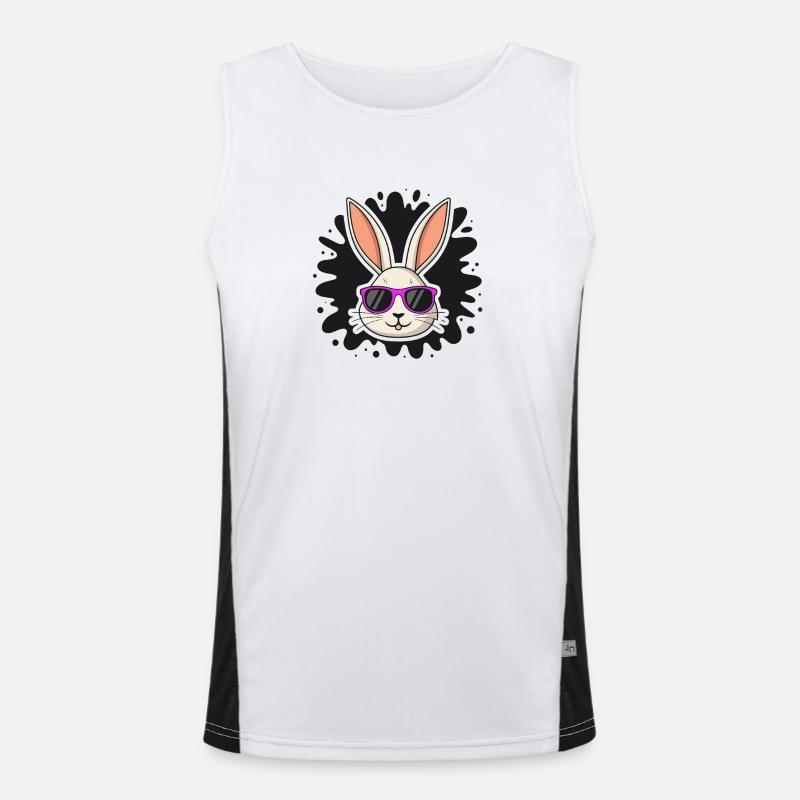 Chic Rabbit Purple Glasses - Men's Functional Contrast Tank Top  - white/black