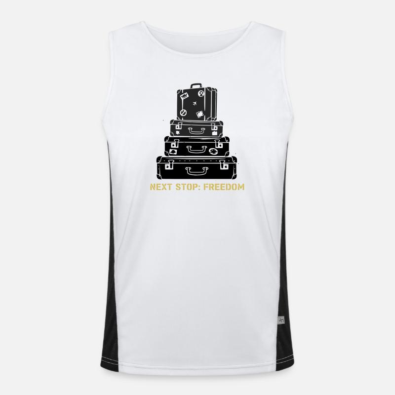 Suitcase Stack Freedom Saying Men's Functional Contrast Tank Top 