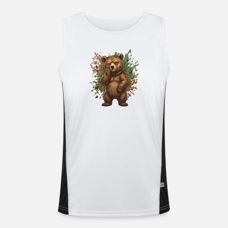 Waldbär im Schlamm Funktionelles Kontrast-Tank Top für Männer 
