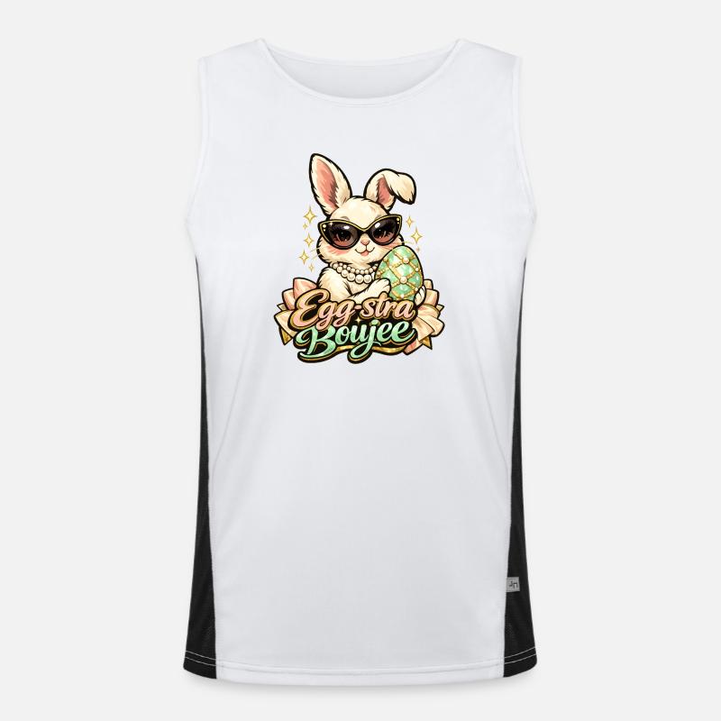 Egg-stra Boujee Easter Bunny Easter - Men's Functional Contrast Tank Top  - white/black