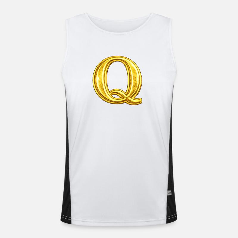 Gold Q emblem - Men's Functional Contrast Tank Top  - white/black
